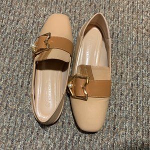Nude leather loafers